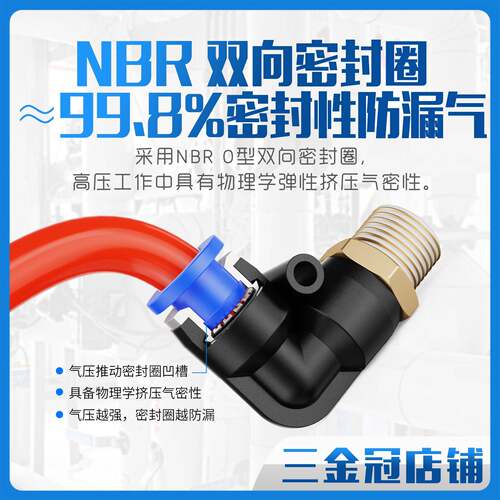 气动气管接头快速快插螺纹弯头PL8-02/4-M5/6-01/10-03/12-04/16