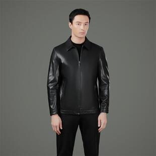 海宁皮衣男中年男翻领克绵羊皮夹爸爸绒装 KJ款 加休士 新2335 秋季