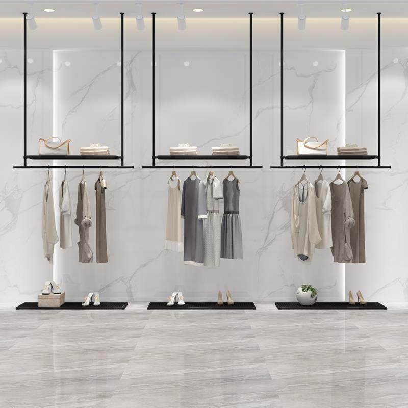 简约服装店悬吊式天花板悬挂衣架吊架上墙服装展示架男童装吊环女
