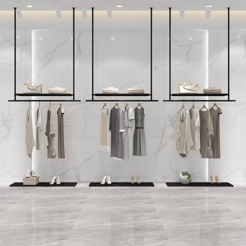 简约服装店悬吊式天花板悬挂衣架吊架上墙服装展示架男童装吊环女