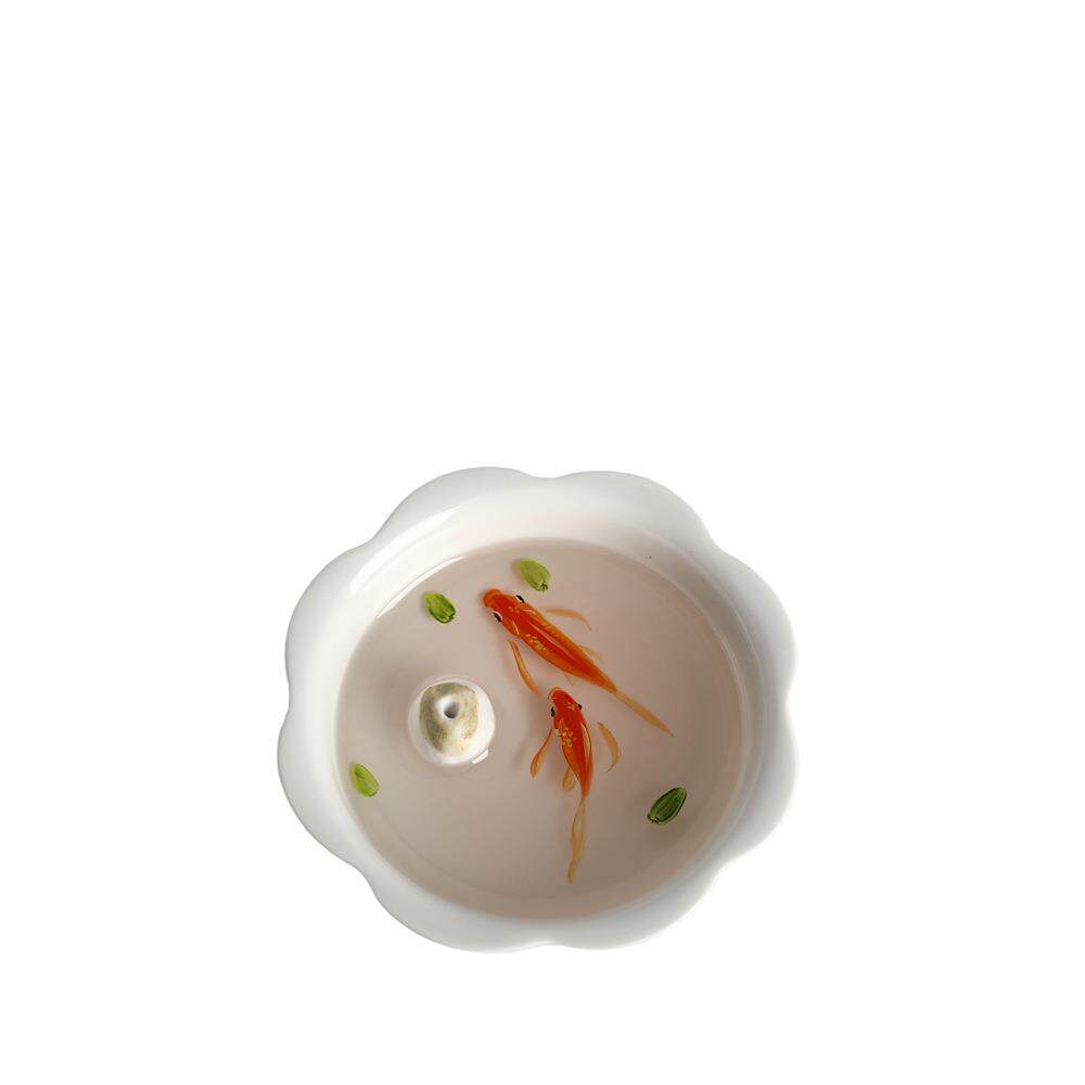 手工山石线香插立体树脂画游鱼陶瓷檀香炉家用香座香盘室内熏香