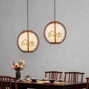 卧室床头吊灯代美学禅意印花布宋艺室新中灯式中古风吧茶台灯具吊