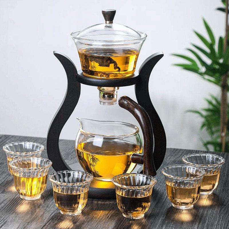高硼硅玻璃冲茶器半自动懒人茶具套装家用会客宫灯茶壶功夫泡茶器