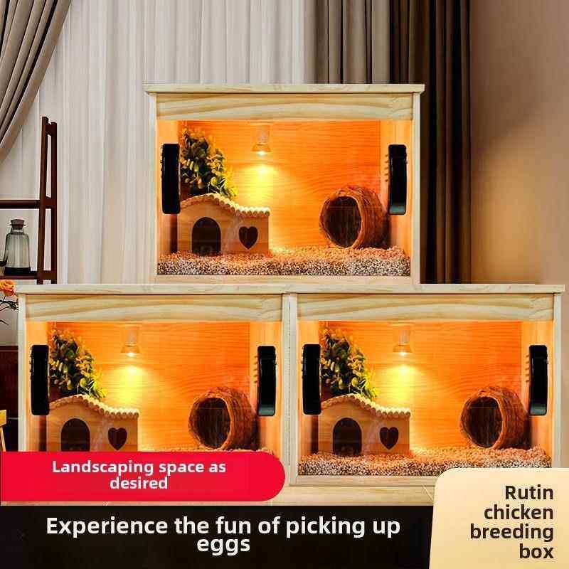 芦丁鸡饲养箱恒温育雏箱加大鹦鹉仓鼠爬虫繁殖笼宠物鸡笼松实木笼
