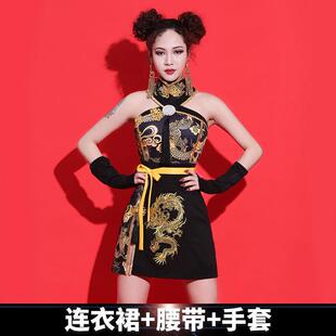 新款中国潮旗袍式蹦迪舞服装爵士国风跳舞蹈衣服特走模秀热辣演出