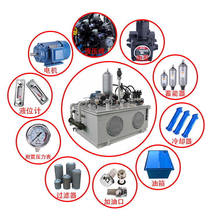 注塑机自带冷却器液压系统 立式液压站油泵成套液压控制系统总成