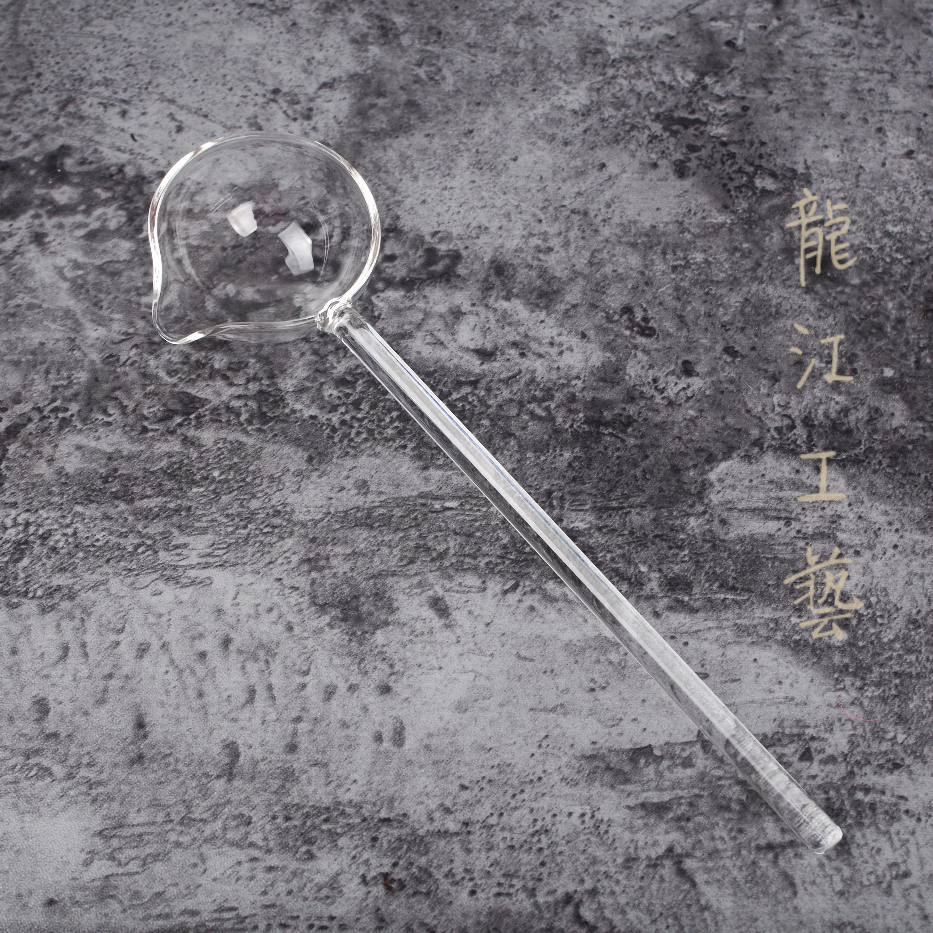 玻璃手工尖嘴汤勺分茶勺防滴漏耐高温抗酸碱酒提子斜嘴舀水勺包邮