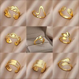 Stainless Steel Rings For Women Men Gold Color Engagement