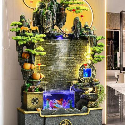 玄大型山流水喷公泉摆件家居客厅关鱼缸循环假KNZ水生财装饰办室