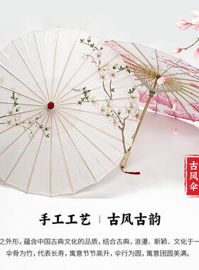 古风团扇长柄流苏小折扇半透古装女童汉服旗袍扇子儿童夏天舞蹈扇