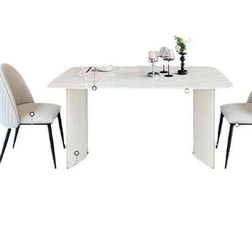 奶油风微晶石餐桌法式轻奢美式高级感天然超晶石大理石现代简约桌