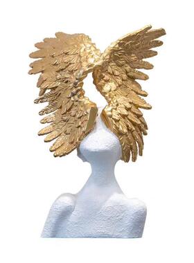 塑现代北欧售抽象天使翅膀人雕摆件样板KLA房楼部客厅玄关创意装