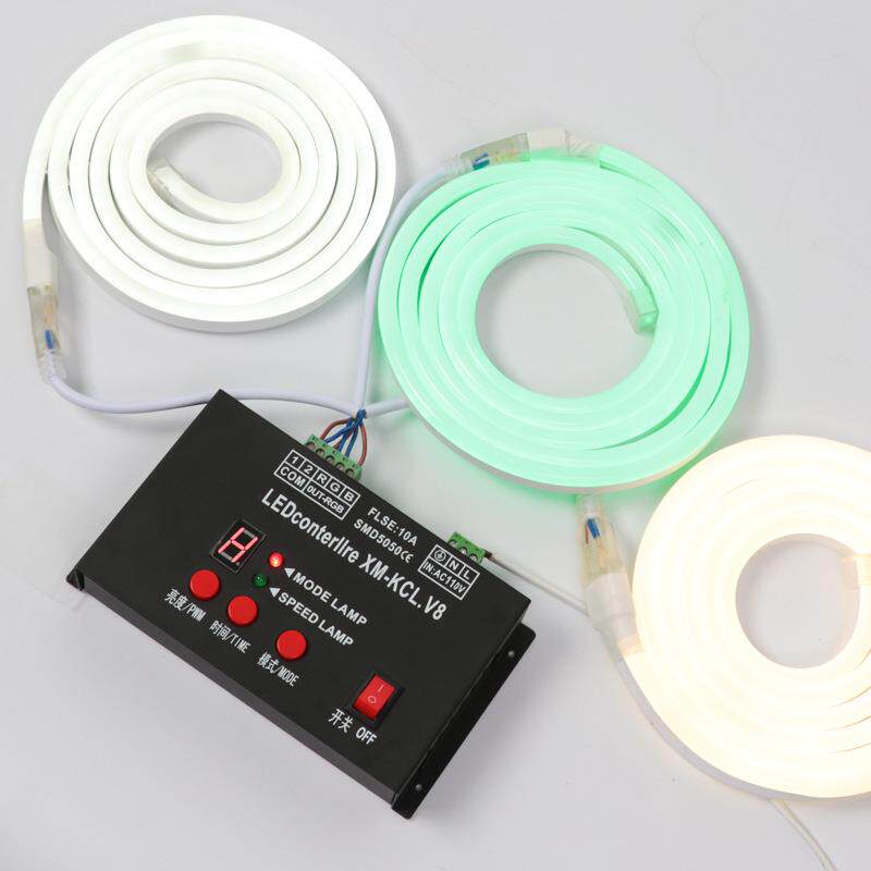 110v七彩渐变灯带同步器led呼吸闪烁变光变色霓虹灯RGB彩灯控制器