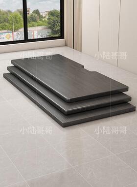 实木桌面定制黑色木板吧台板书桌餐桌电脑桌飘窗吧台桌面定做diy