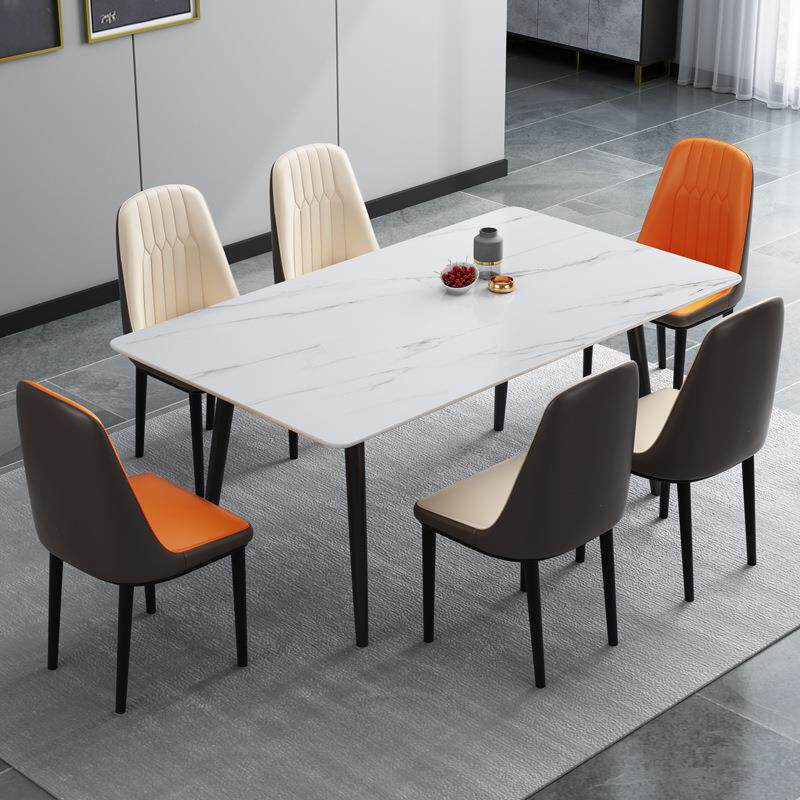 式轻岩板餐桌现代简约家用小户型长WAR方形奢西桌椅意吃饭桌子餐