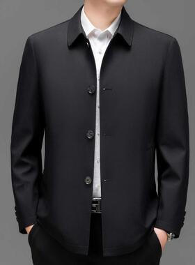 秋季中男士桑蚕丝夹扣克子款上衣爸装年茄克商爸务F01-PP休闲外套