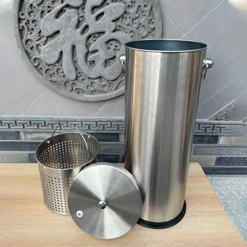 不锈钢茶水桶茶渣桶茶水间干湿分离过滤桶办公室泡茶脚踏式废水桶