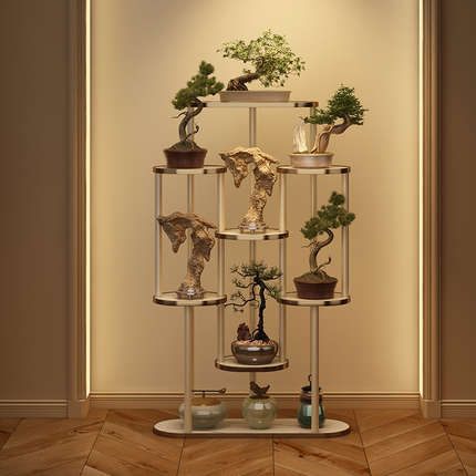 盆栽置物架中式花架子客厅落地式展示架轻奢高级感植物摆放架室内