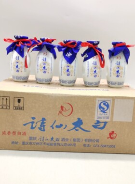 诗仙太白酒2010年45度125ml*24瓶浓香型白酒陈年老酒 小酒版收藏