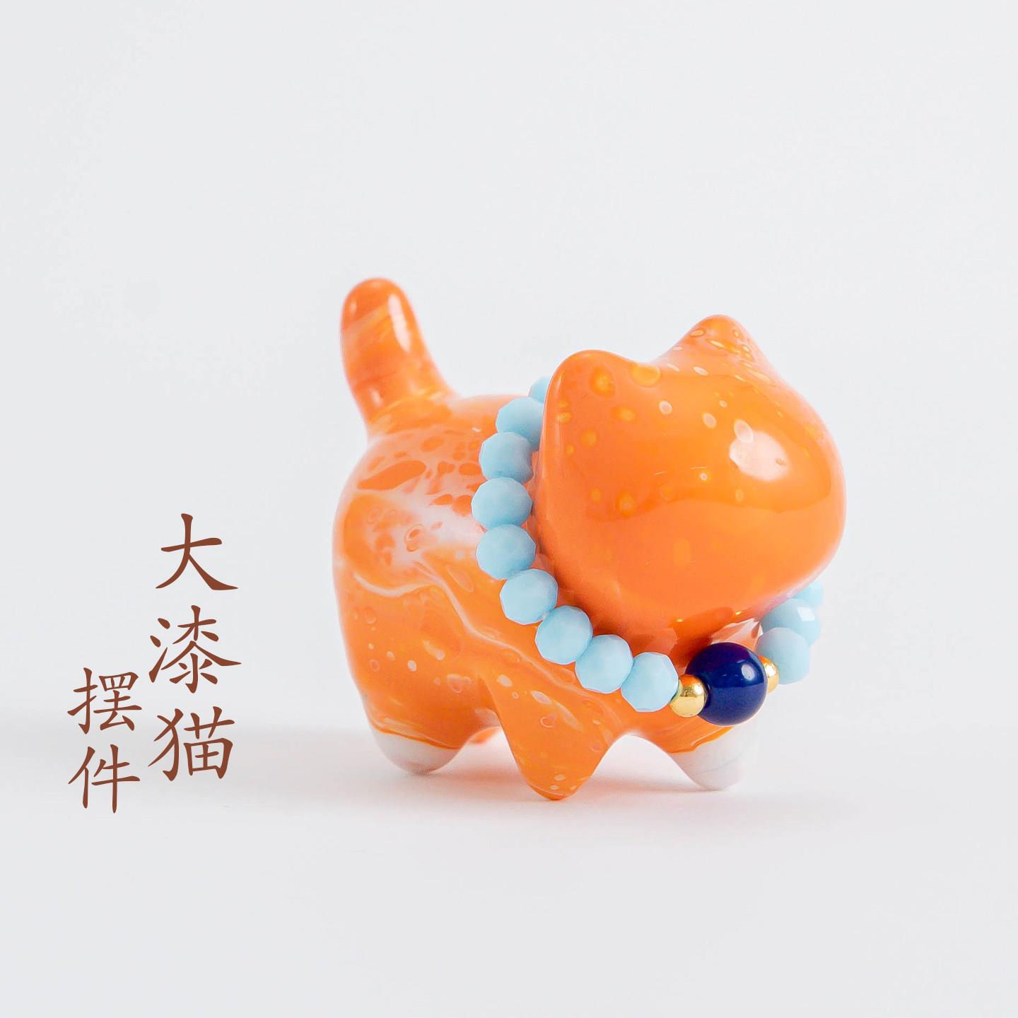 普陀山文创国风彩绘大漆猫挂件