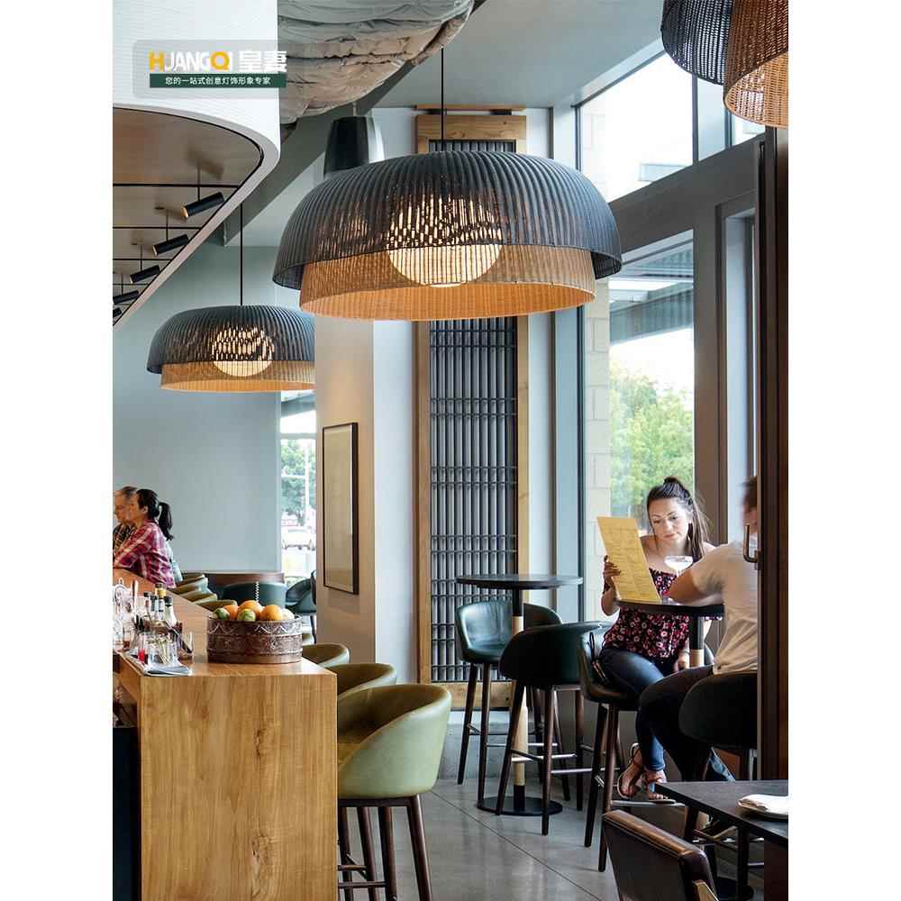 日式藤艺吊灯创意网红火锅店禅意复古民宿饭店餐饮餐厅吧台藤编灯