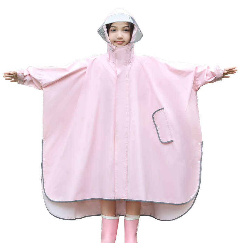 2024儿童雨衣斗篷中大童书包位小学生上学反光雨披男童防暴雨女孩
