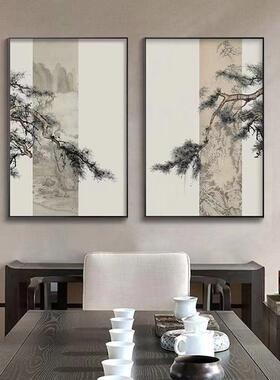 新中式禅意装饰画客厅玄关书房茶室软装样板房松树山水迎挂画A218