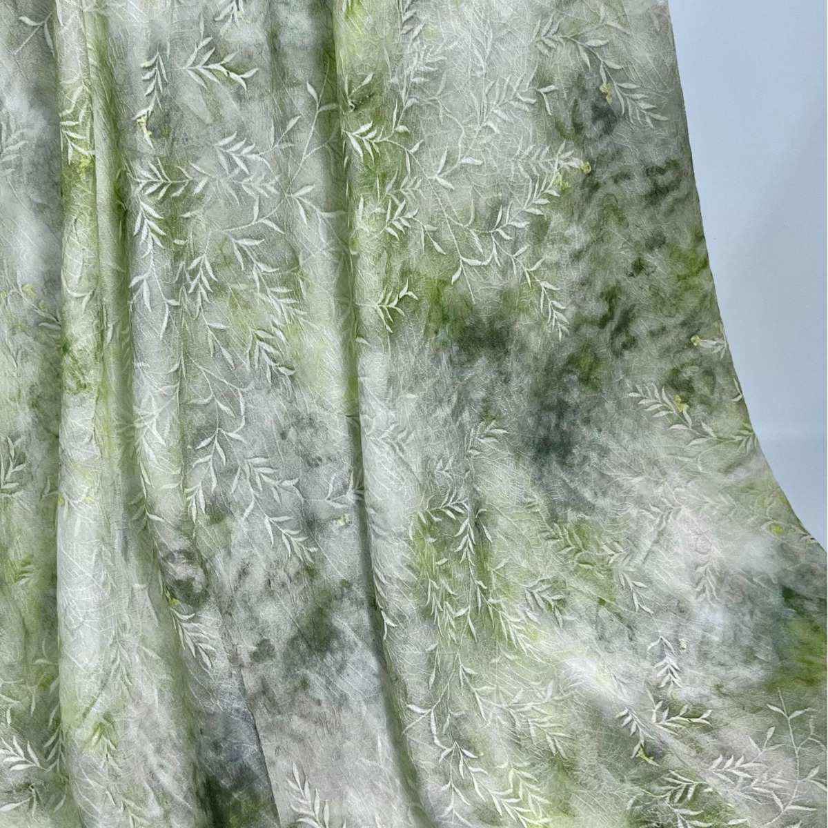 M-397A树叶提花印花面料-新中式-春夏面料-植物纤维-吸湿透气薄款