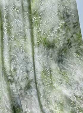 M-397A树叶提花印花面料-新中式-春夏面料-植物纤维-吸湿透气薄款