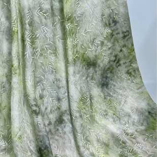 397A树叶提花印花面料 吸湿透气薄款 新中式 植物纤维 春夏面料