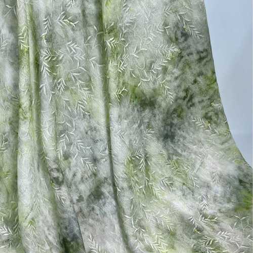 M-397A树叶提花印花面料-新中式-春夏面料-植物纤维-吸湿透气薄款