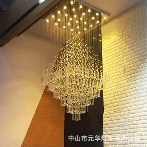 厂直销式楼梯水晶大吊灯复别客厅楼梯墅长吊灯现简约水家50晶吊灯