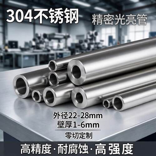 304不锈钢无缝管圆管精密光亮管外径22 23 25 26 28厚1-6毫米零切
