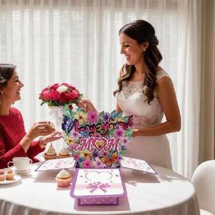 Mothers Day 3D Card Flower Love You Mom Greeting Cards