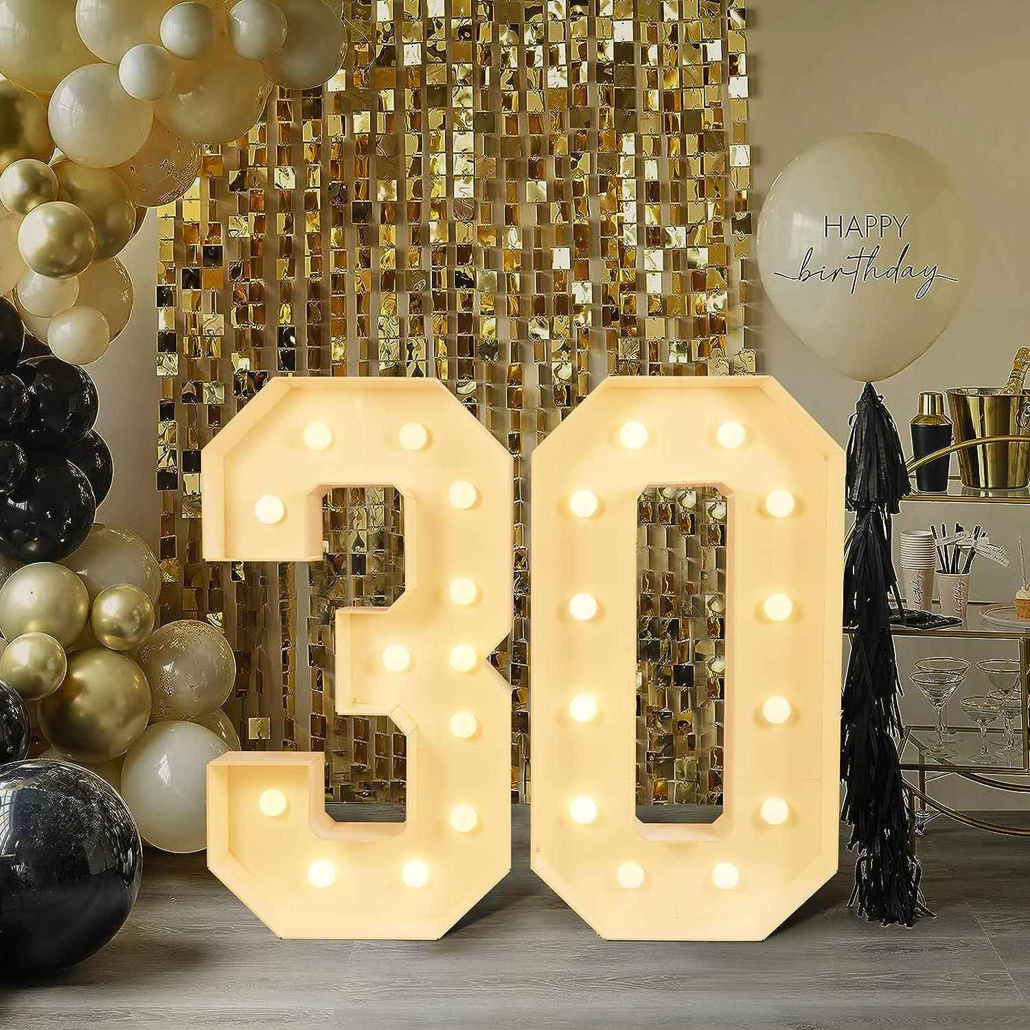 70厘米KT板数字灯生日派对场景布置商场周年庆氛围装饰品LED灯