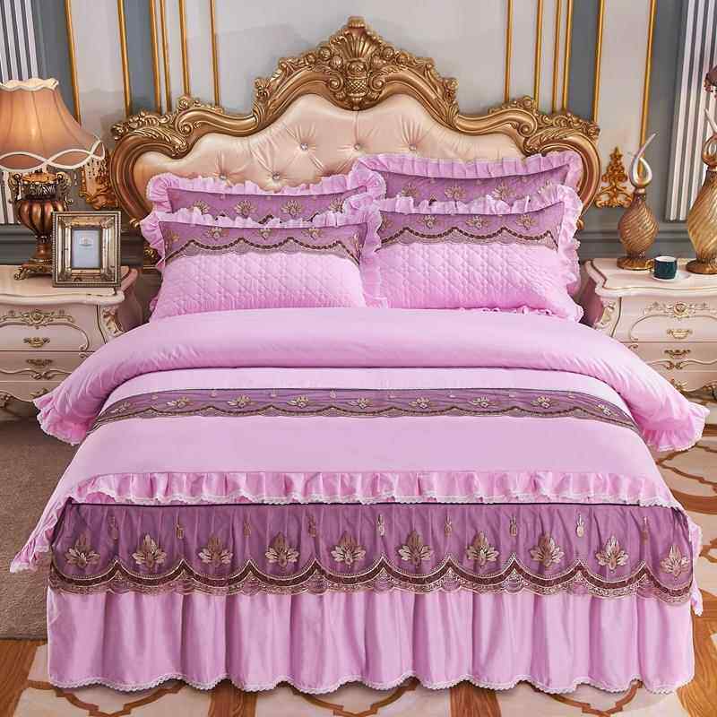 高档纯棉加厚被四件套款床单裙夹棉1.8公主风蕾丝双人2.0床套罩床