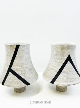 现代简约灰色手作陶瓷花瓶ins风客厅装饰花器售楼处摆件民宿粗陶