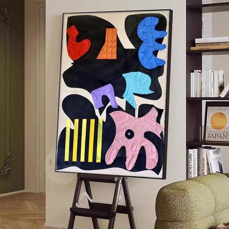 手绘油画【蝶蜜】抽象立体肌理画餐厅客厅沙发背景墙装饰画图片