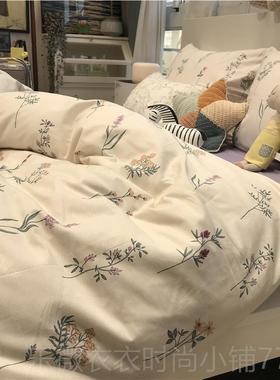 新款ins紫色美式田套园风小碎花床上四件全棉纯棉被1.5m1.米套三8