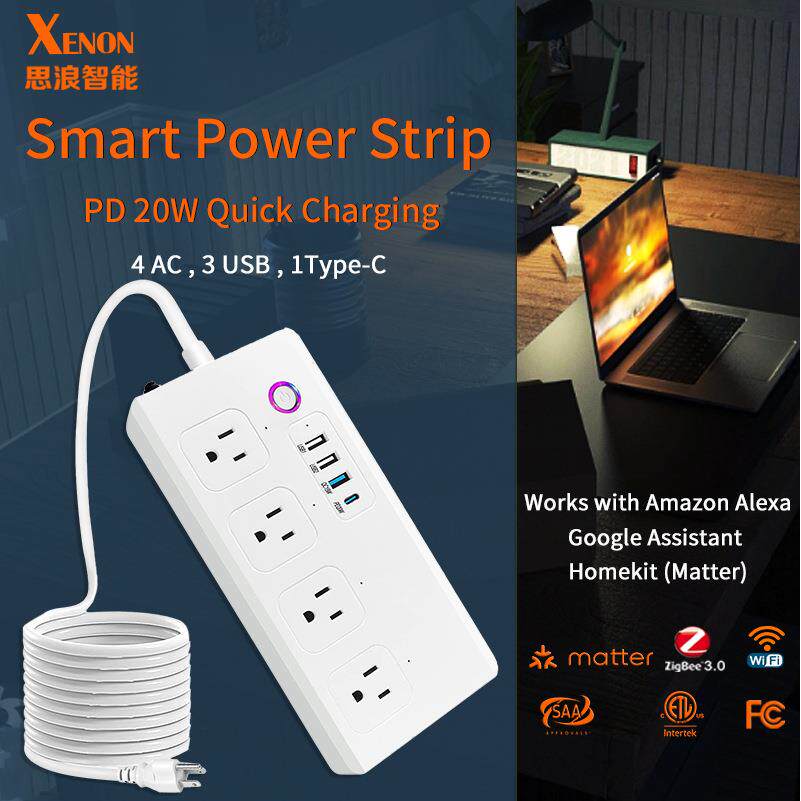 PD20W美规WiFi智能排插 Type-C语音智能插座 ZigBee3.0智能插线板