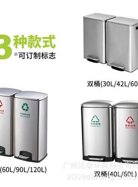 内分NFA类室脚踏垃桶不锈钢60L大号圾上海干湿圾分类分垃离桶厨房