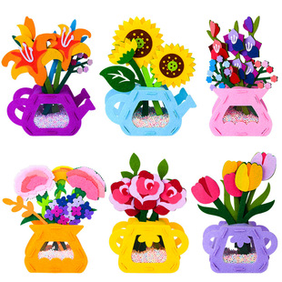 不织布贴画亲子春天树木制作花朵立体幼儿园作业儿童植树节手工