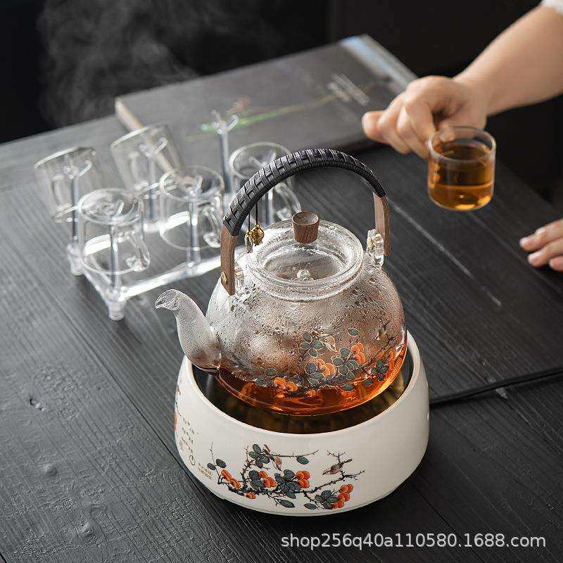 电陶炉茶壶烧水壶家用玻璃茶具煮茶器围炉高硼硅蒸煮触摸式煮茶炉