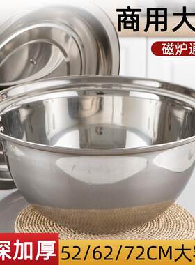 不锈钢锅大锅凹面电磁炉专用汤锅商用行军锅特大号双耳深锅柴火灶