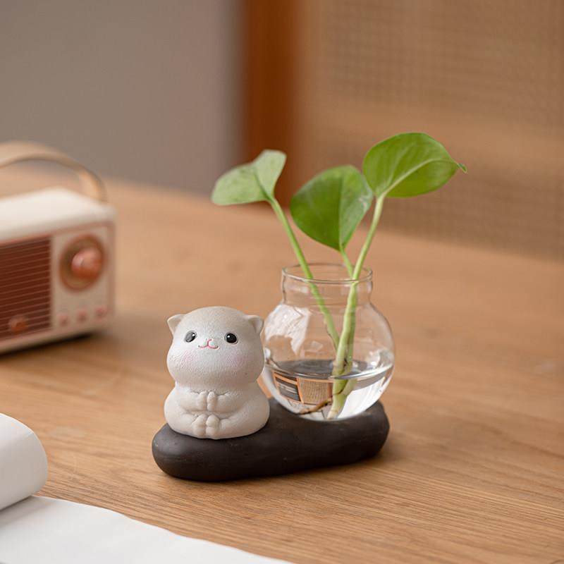 创意可爱猫摆件家居装饰品书房客厅插花水培花瓶房间小摆绿植,家居饰品,花瓶,淘宝优惠券,粉丝福利购,淘宝优惠卷