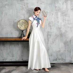 正品长袖大摆花瓷长款礼仪青尚服迎宾礼仪小姐服装酒店出服演时复