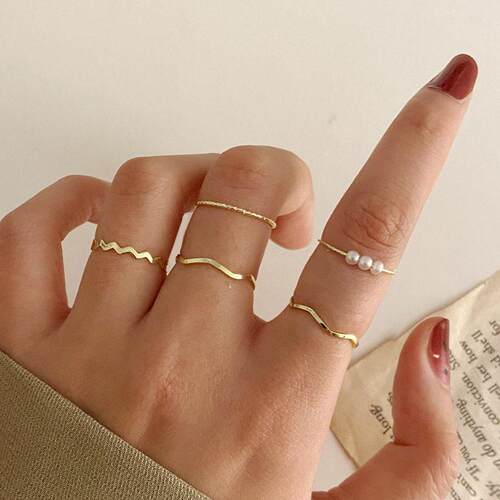rings women suit 5-piece set女戒指组套 食指关节戒尾戒五件套