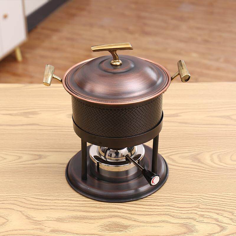 充气小火锅豆捞店商用一人一锅纯铜瓦斯炉单人紫铜自助海鲜小铜锅