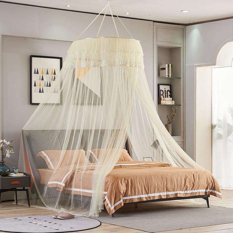 圆顶蚊帐家用卧室高密防蚊罗伞吸顶伞帐公主风宫廷吊挂式蚊帐