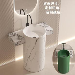 陶瓷立柱盆定制切角岩板台面洗手盆立柱式一体酒店洗手盆洗脸盆